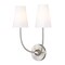 Z-Lite Shannon Wall Sconce, 2-Light, 12.75 In.W x 7.25 In.L x 17 In.H, Brushed Nickel/white 3040-2S-BN - alternate 1